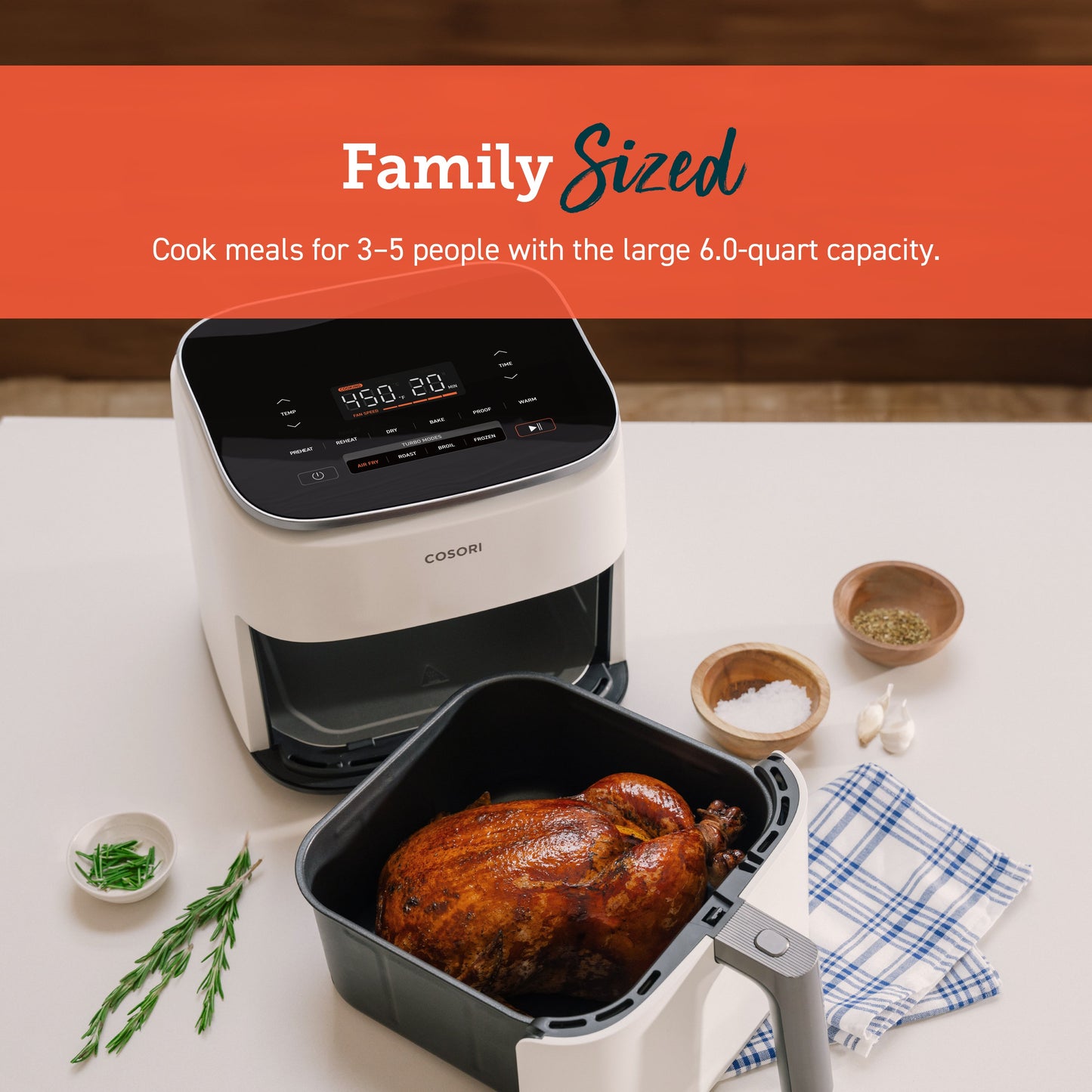 TurboBlaze™ 6.0-Quart Smart Air Fryer - Cream